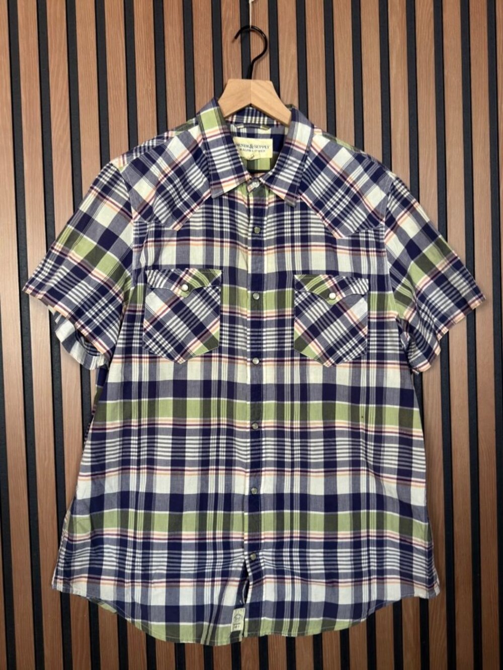 Denim & Supply Ralph Lauren Shirt XL Mens Multicolor Plaid Western Pockets Pearl